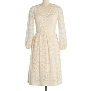Modcloth Magic In The Air Floral Lace Wrap Dress Size Small Ivory Cream Boho